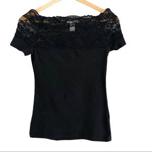 H&M black T-shirt with lace detail size XS